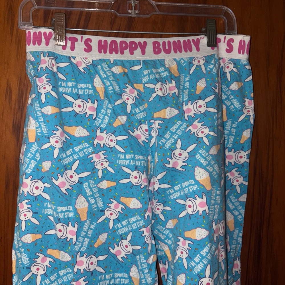 Blue It's Happy Bunny Pajama Pants vintage Y2K